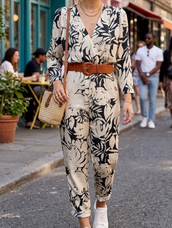 Silks by St. Gillian Pants - Vintage 80s Silks by St. Gillian 100% Silk Jumpsuit Black Ivory Floral 10